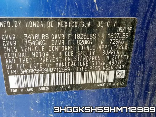 3HGGK5H59HM712989 фото 2