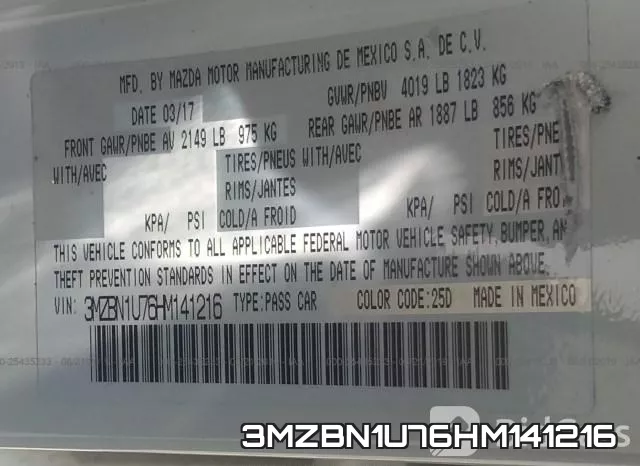 3MZBN1U76HM141216 фото 10