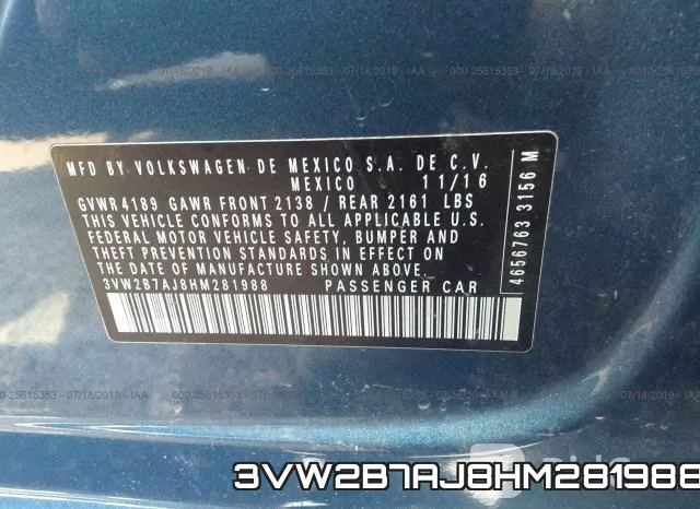 3VW2B7AJ8HM281988 фото 10