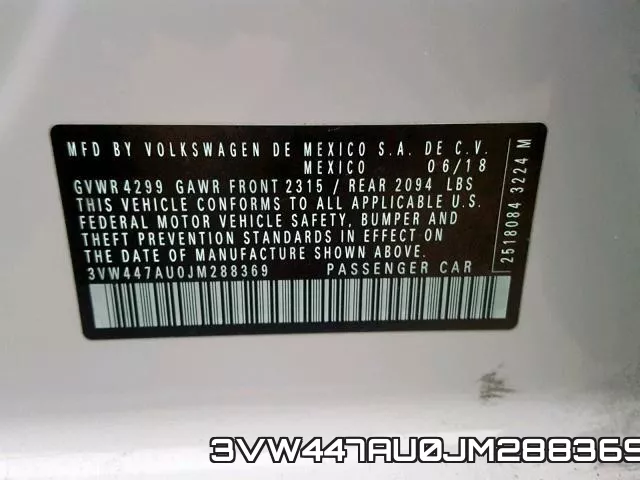 3VW447AU0JM288369 фото 2