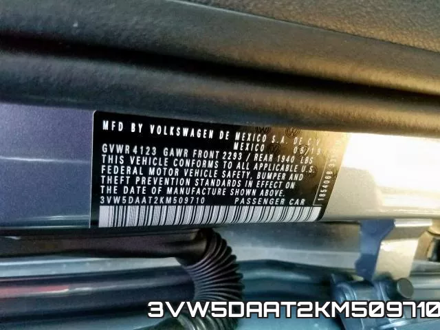 3VW5DAAT2KM509710 фото 2