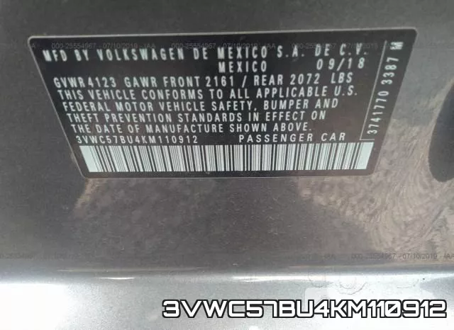 3VWC57BU4KM110912 фото 10