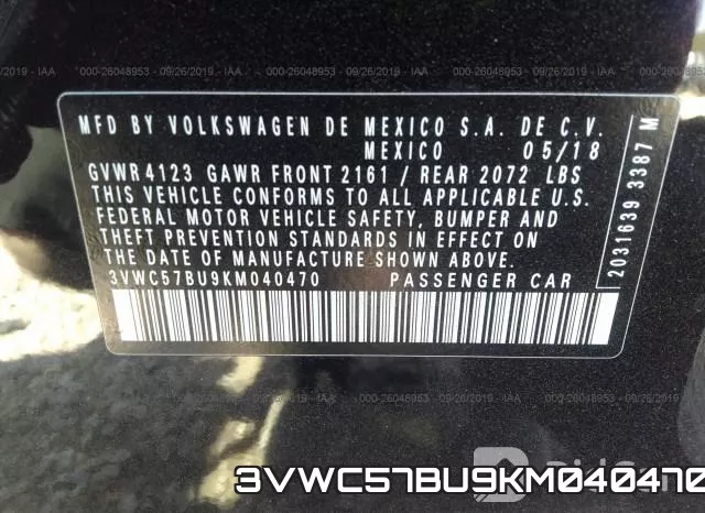 3VWC57BU9KM040470 фото 10