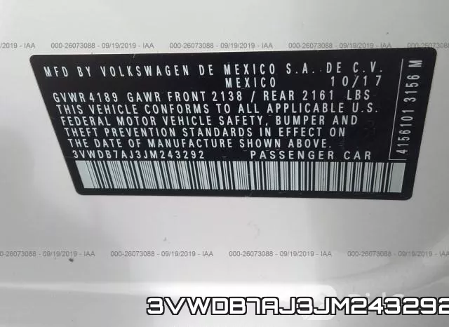 3VWDB7AJ3JM243292 фото 10