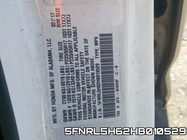 5FNRL5H62HB010529 фото 2