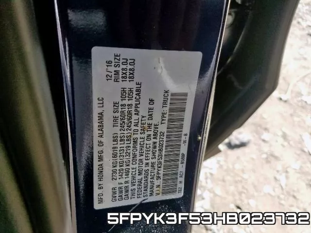 5FPYK3F53HB023732 фото 2