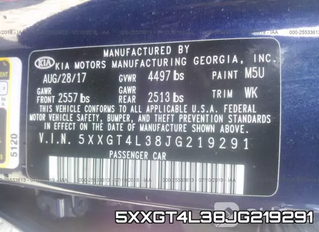 5XXGT4L38JG219291 фото 10