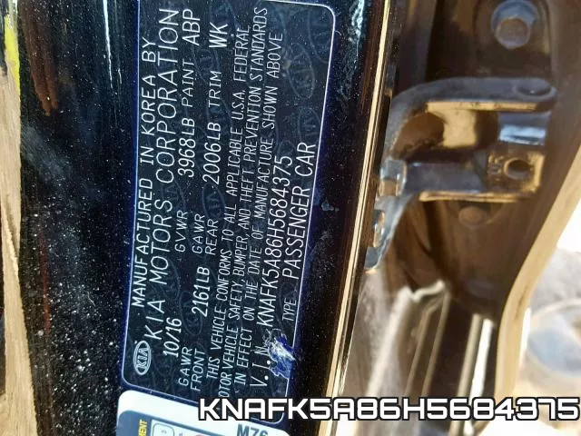 KNAFK5A86H5684375 фото 2