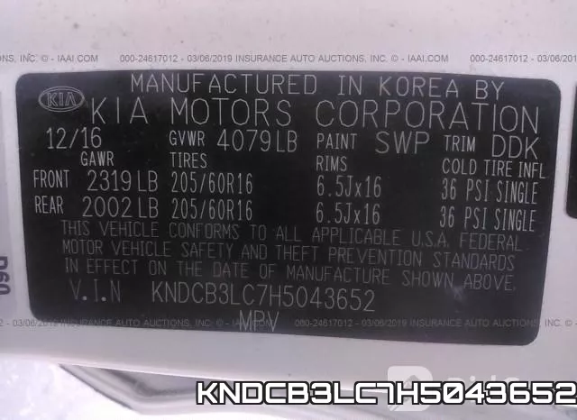 KNDCB3LC7H5043652 фото 10