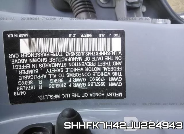 SHHFK7H42JU224943 фото 10