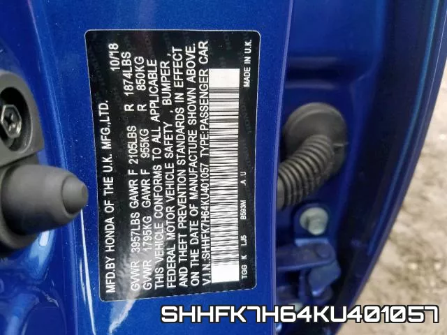 SHHFK7H64KU401057 фото 2