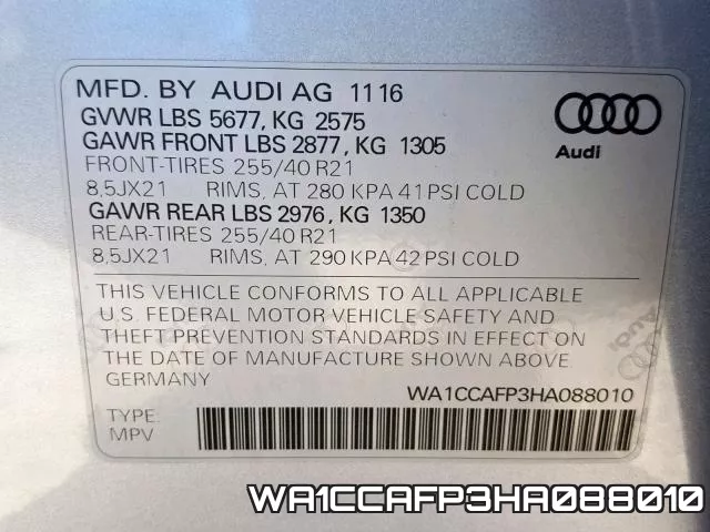 WA1CCAFP3HA088010 фото 2