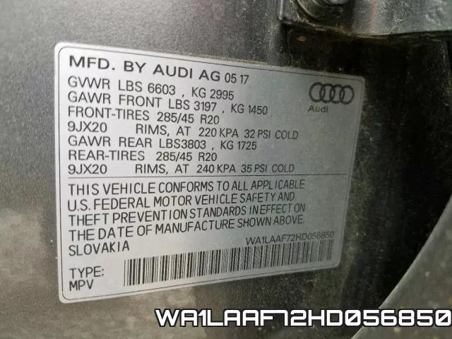 WA1LAAF72HD056850 фото 2