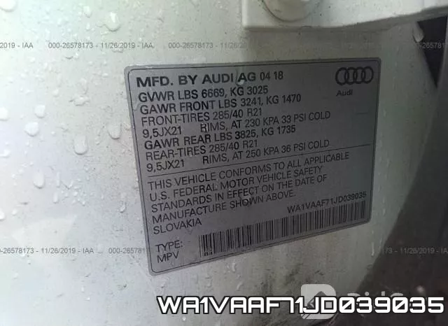 WA1VAAF71JD039035 фото 10