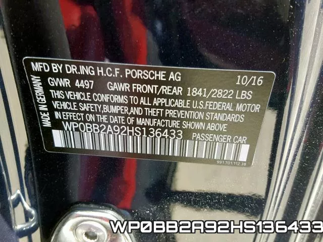 WP0BB2A92HS136433 фото 2