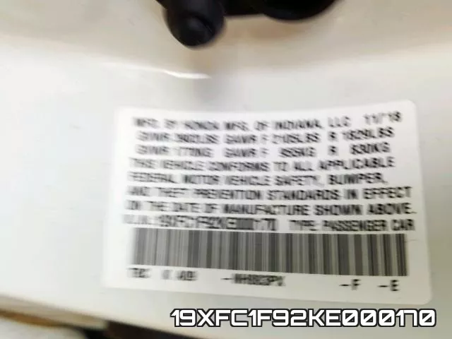 19XFC1F92KE000170 фото 2