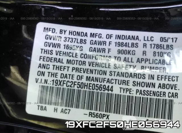 19XFC2F50HE056944 фото 10