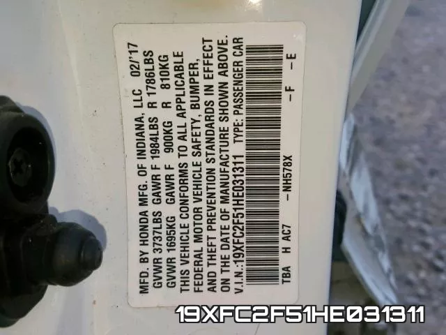 19XFC2F51HE031311 фото 2