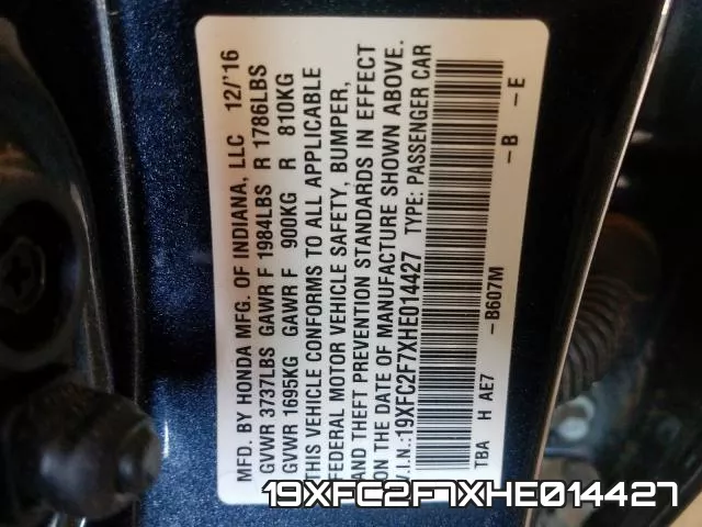 19XFC2F7XHE014427 фото 2