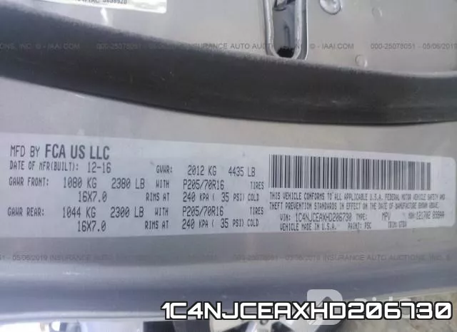 1C4NJCEAXHD206730 фото 10