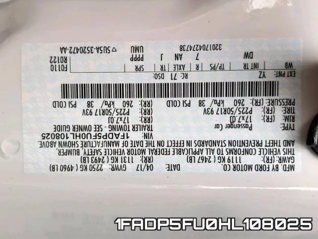 1FADP5FU0HL108025 фото 2