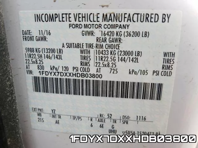 1FDYX7DXXHDB03800 фото 2