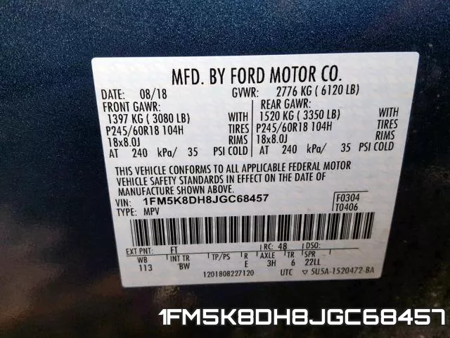 1FM5K8DH8JGC68457 фото 2