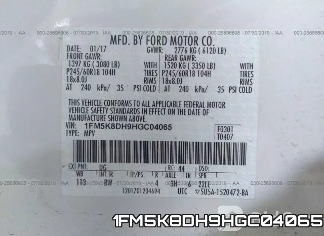 1FM5K8DH9HGC04065 фото 10