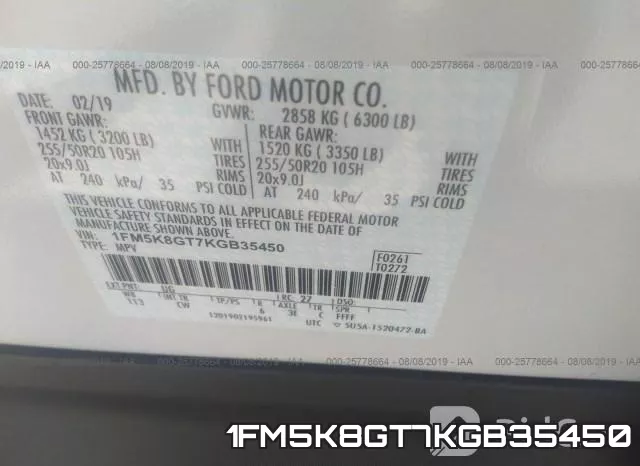 1FM5K8GT7KGB35450 фото 10