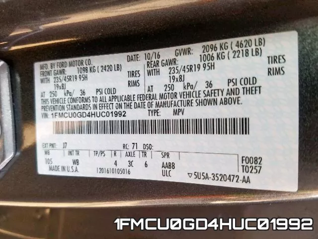 1FMCU0GD4HUC01992 фото 2