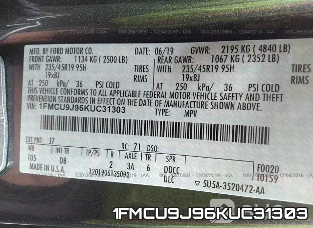 1FMCU9J96KUC31303 фото 9