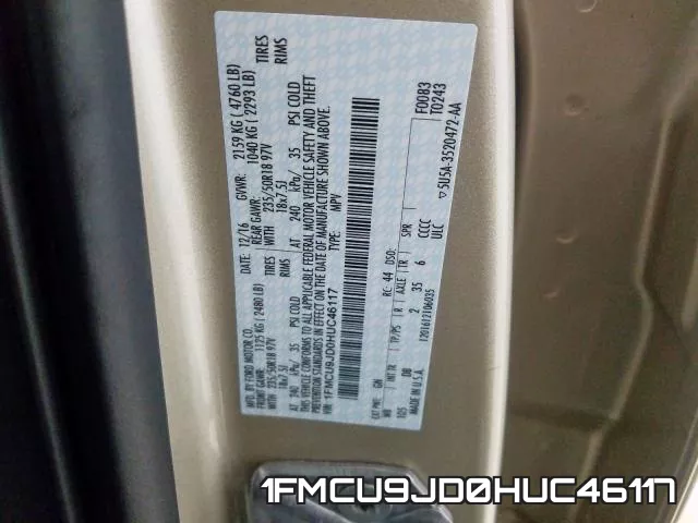 1FMCU9JD0HUC46117 фото 2