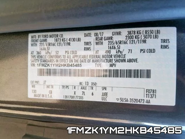 1FMZK1YM2HKB45485 фото 2