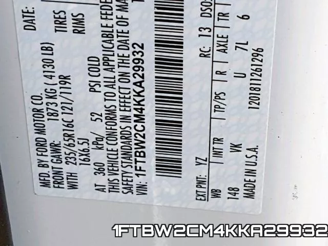1FTBW2CM4KKA29932 фото 2