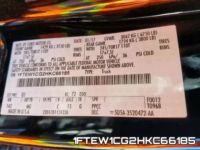 1FTEW1CG2HKC66185 фото 2