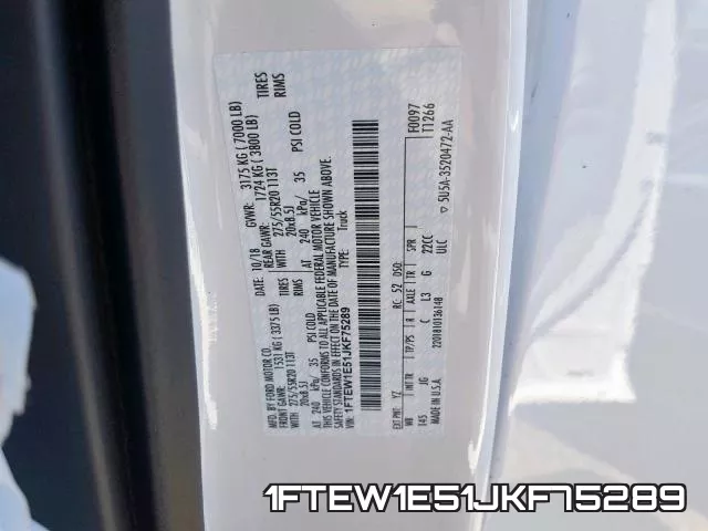 1FTEW1E51JKF75289 фото 2