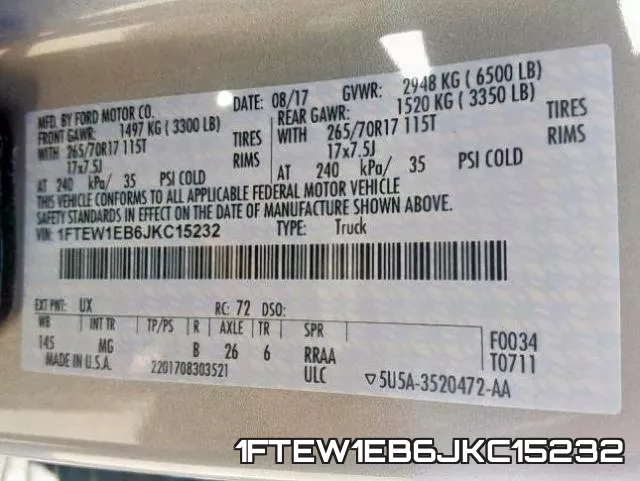 1FTEW1EB6JKC15232 фото 2