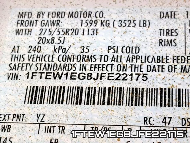 1FTEW1EG8JFE22175 фото 2
