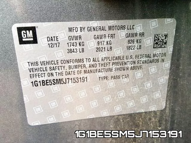 1G1BE5SM5J7153191 фото 2
