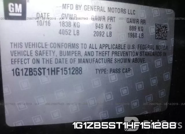 1G1ZB5ST1HF151288 фото 10