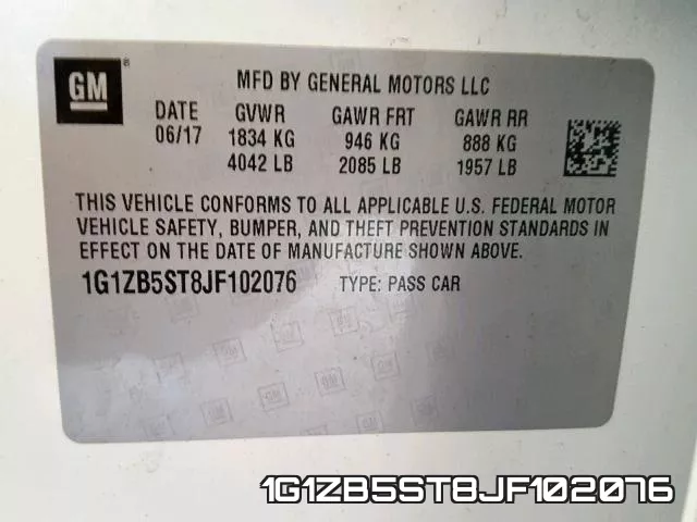 1G1ZB5ST8JF102076 фото 2