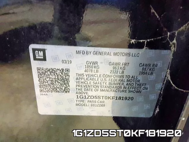 1G1ZD5ST0KF181920 фото 2