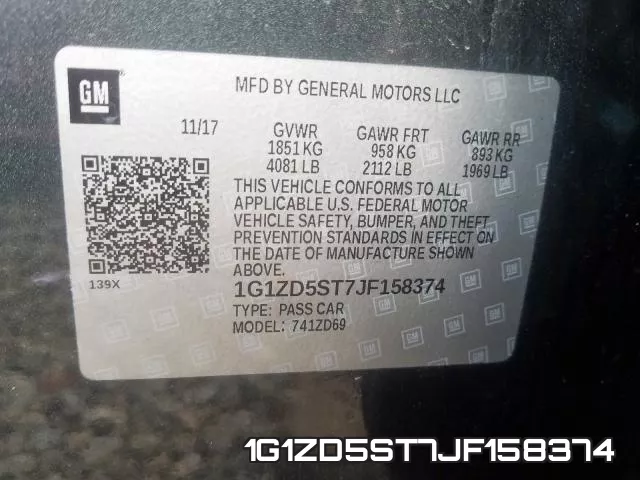1G1ZD5ST7JF158374 фото 2