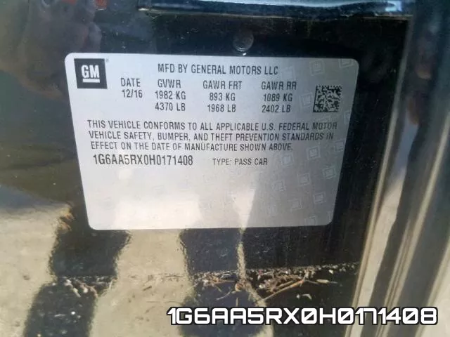 1G6AA5RX0H0171408 фото 2