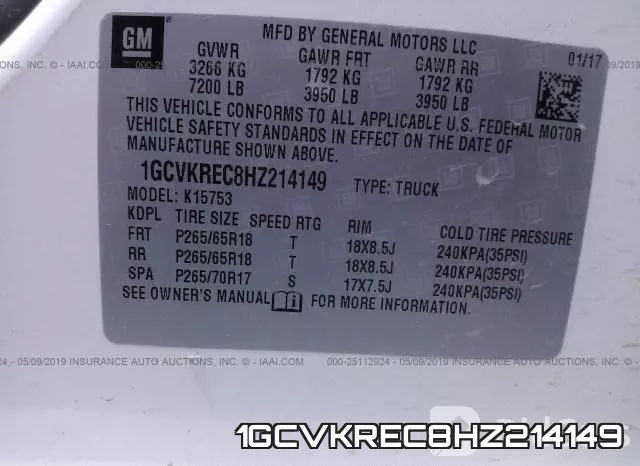 1GCVKREC8HZ214149 фото 10