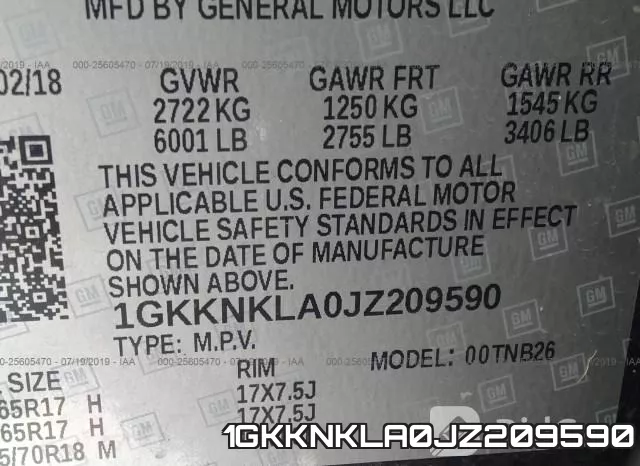 1GKKNKLA0JZ209590 фото 9