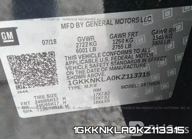 1GKKNKLA0KZ113315 фото 10