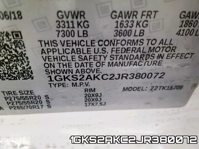 1GKS2AKC2JR380072 фото 2