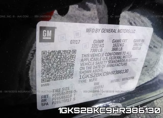1GKS2BKC9HR386130 фото 10