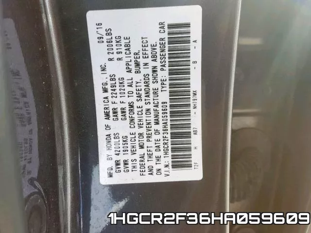 1HGCR2F36HA059609 фото 2